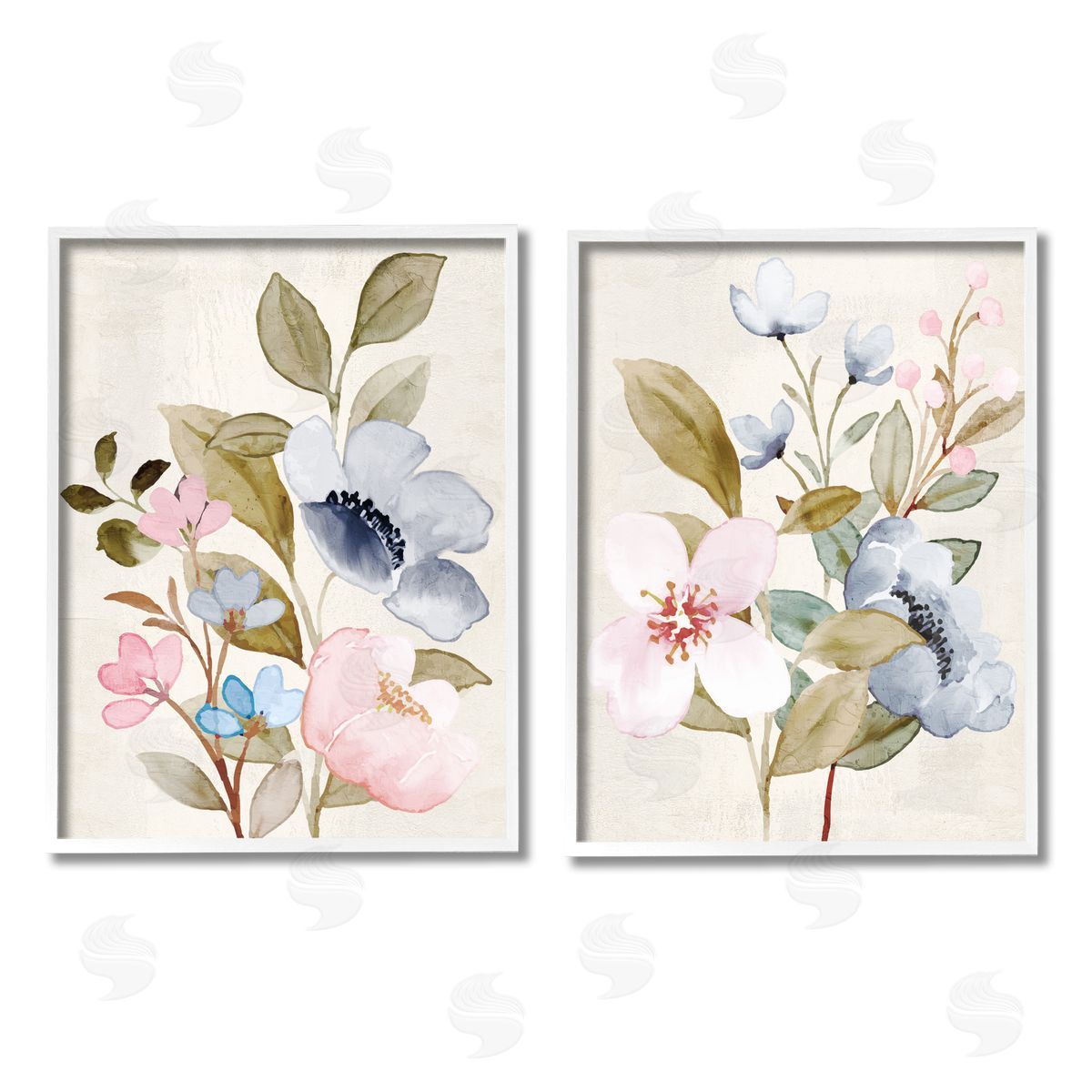 Kim Allen Soft Pastel Florals White Framed Giclee Wall Art