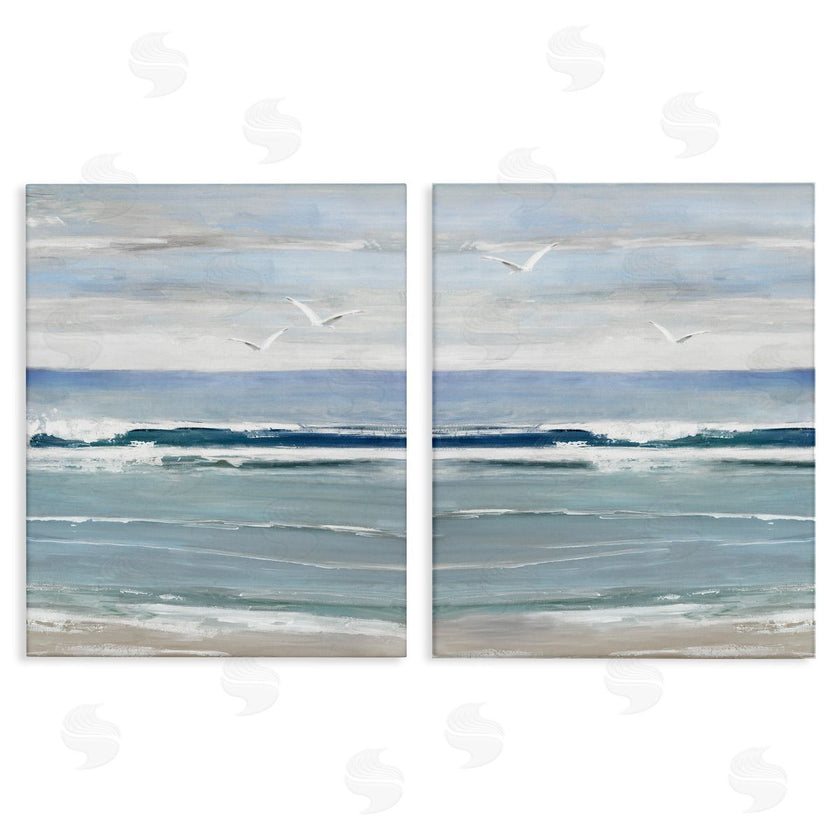 Sally Swatland | Seagulls over Beach Waves