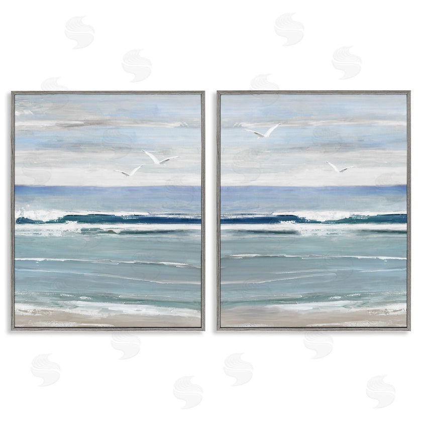 Sally Swatland | Seagulls over Beach Waves