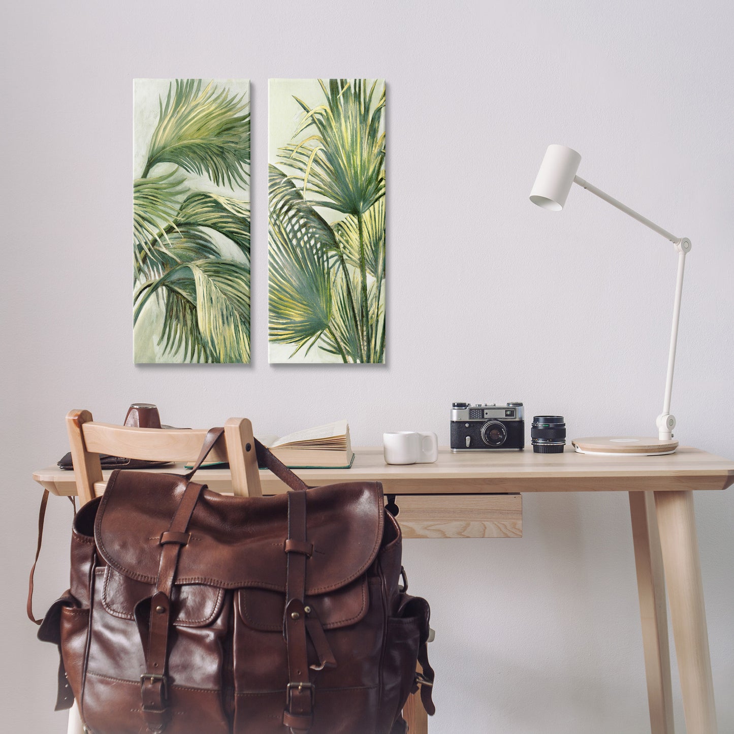 Swaying Green Palms Canvas Wall Art in Room, Home Decor by Merri Pattinian