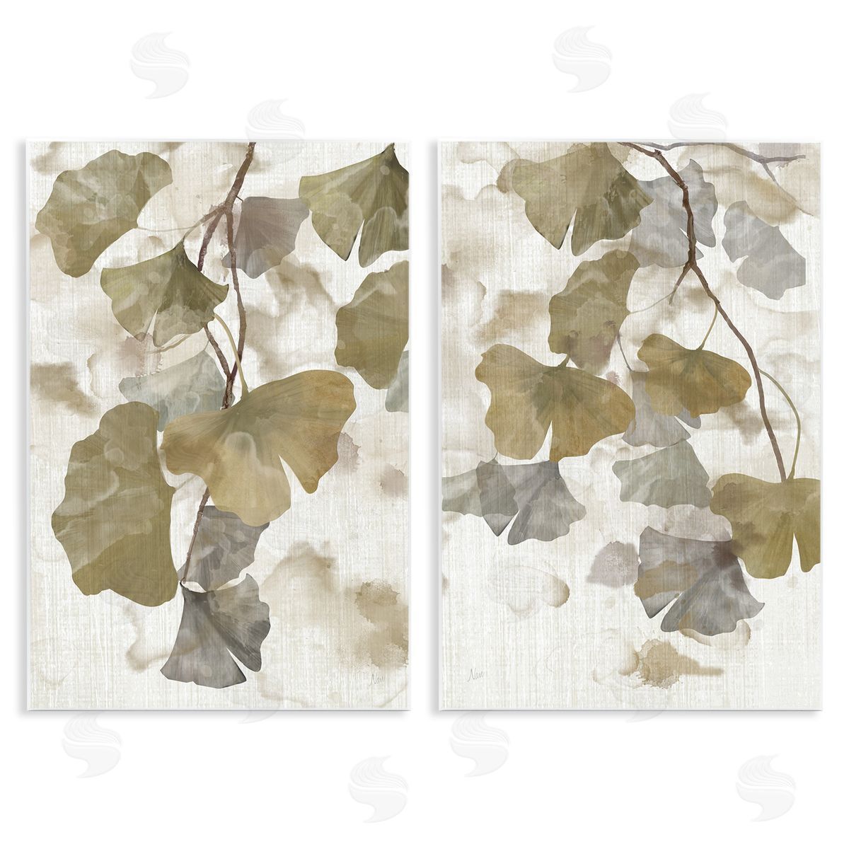 Rustic Gingko Leaves Wood Plaque Wall Art, Home Decor by Nan
