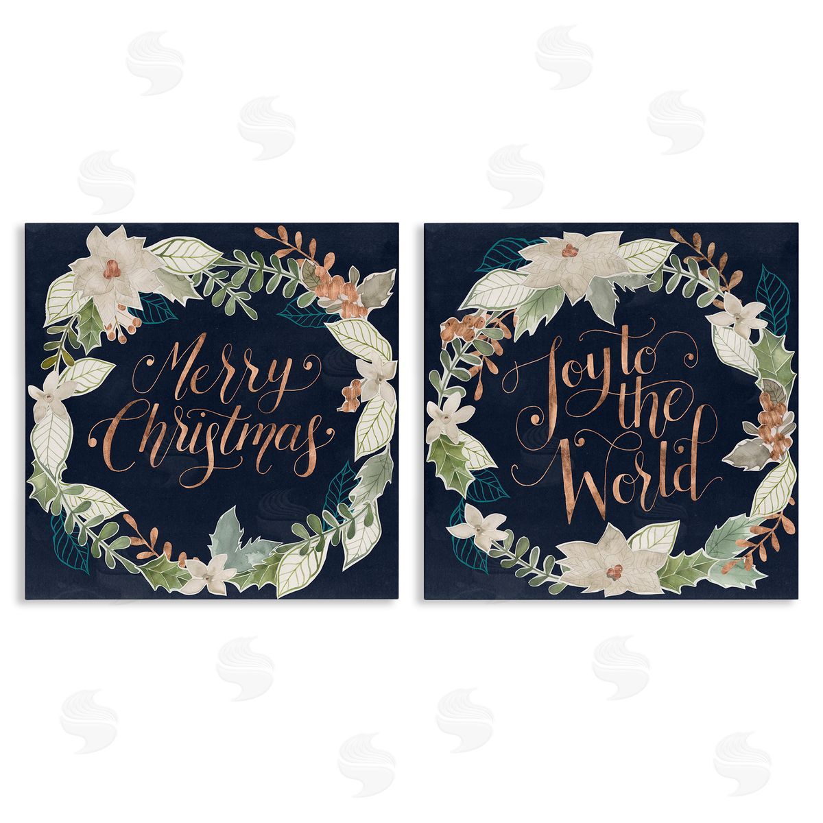 Merry Christmas Joy Wreath Canvas Wall Art, Home Decor by Grace Popp