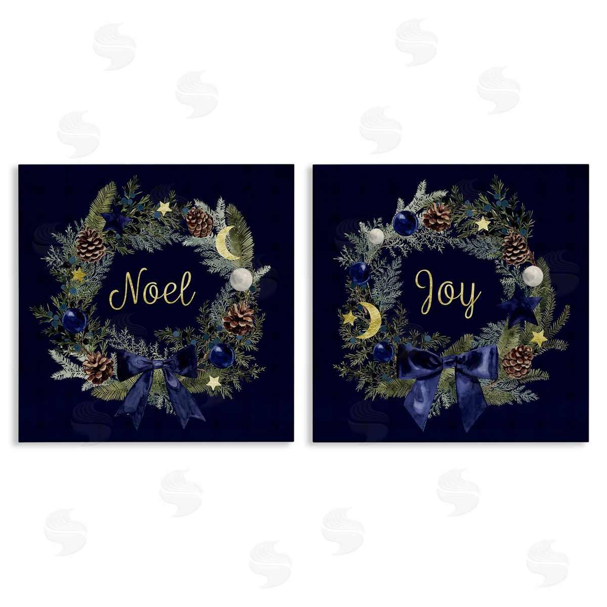 Noel Joy Balsam Wreath Pinecones Canvas Wall Art, Home Decor by Victoria Barnes