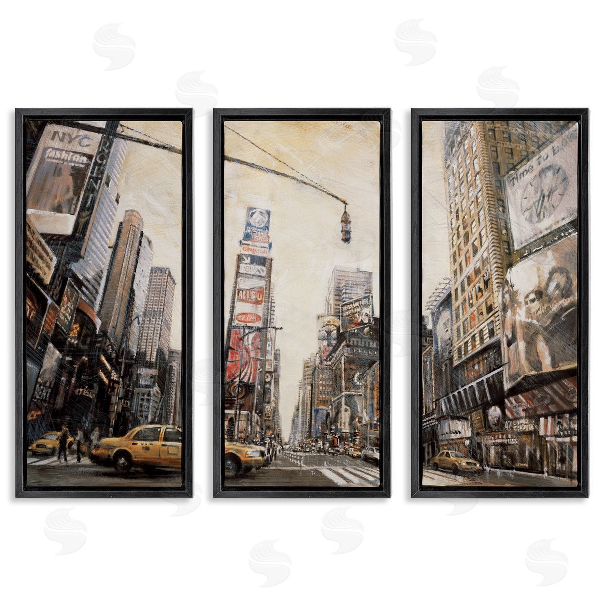 New York City Streets Buildings Black Floating Frame Canvas Wall Art, Home Decor by Matthew Daniels