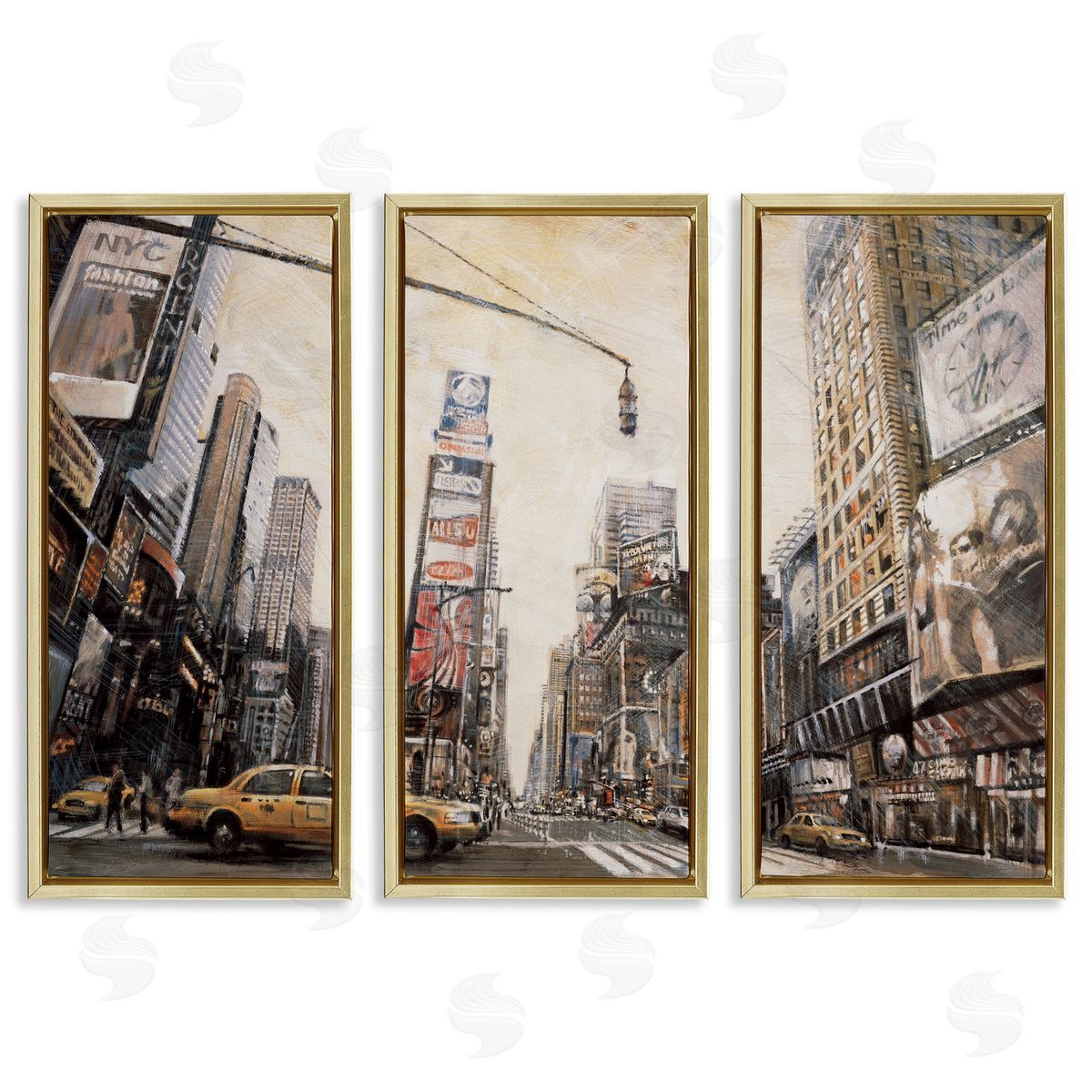 New York City Streets Buildings Gold Floating Frame Canvas Wall Art, Home Decor by Matthew Daniels