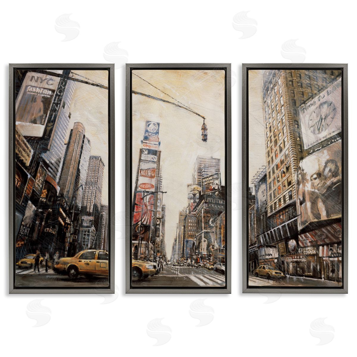 New York City Streets Buildings Grey Floating Frame Canvas Wall Art, Home Decor by Matthew Daniels