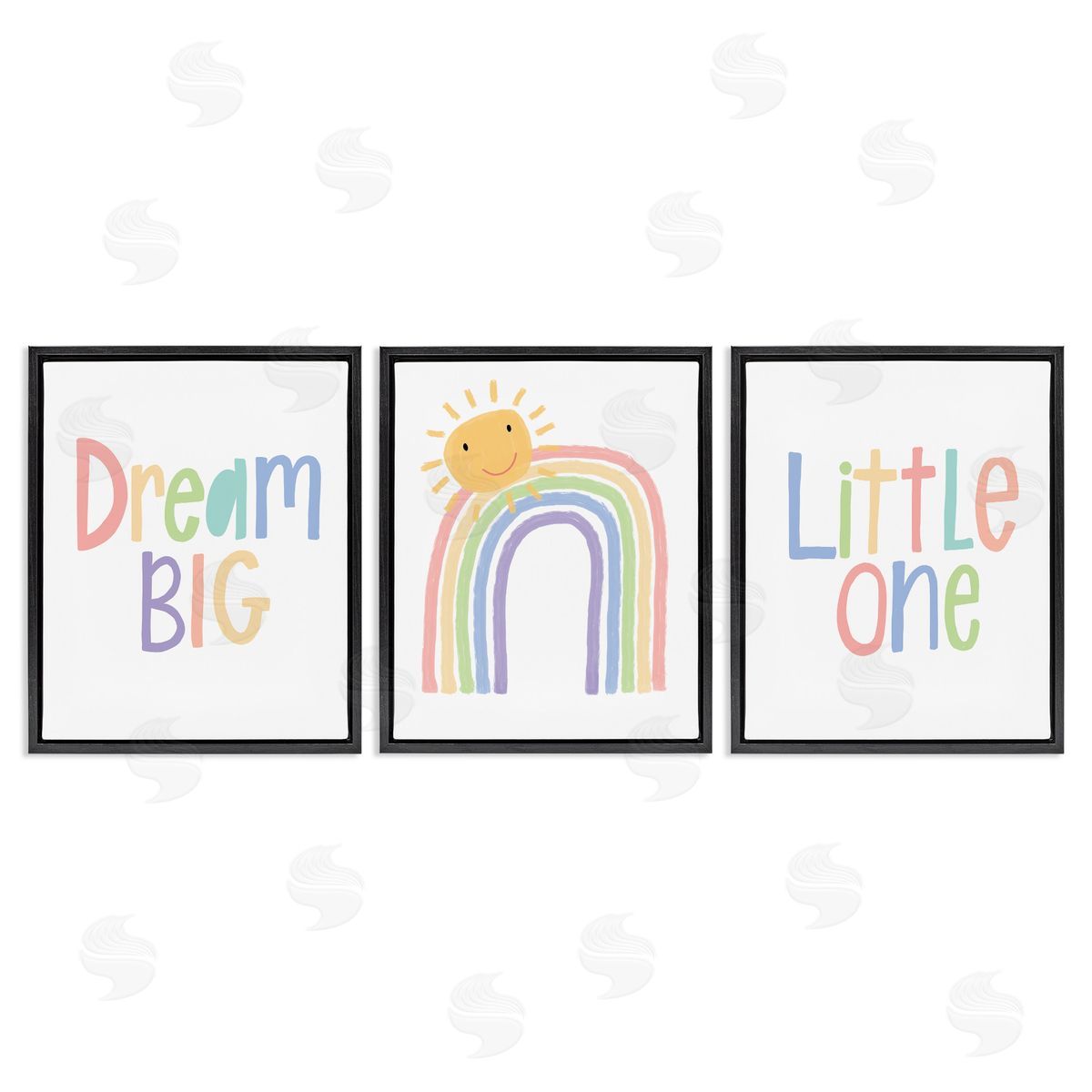 Dream Big Little Illustration Black Floating Frame Canvas Wall Art, Home Decor by Lisa Larson