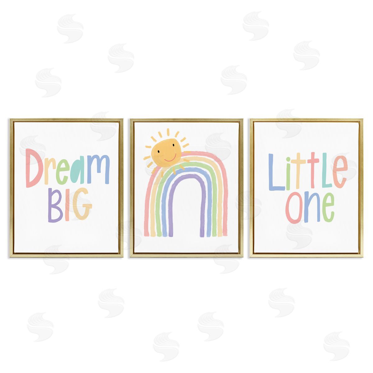 Dream Big Little Illustration Gold Floating Frame Canvas Wall Art, Home Decor by Lisa Larson
