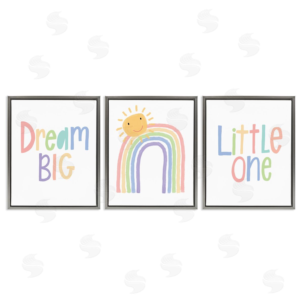 Dream Big Little Illustration Grey Floating Frame Canvas Wall Art, Home Decor by Lisa Larson
