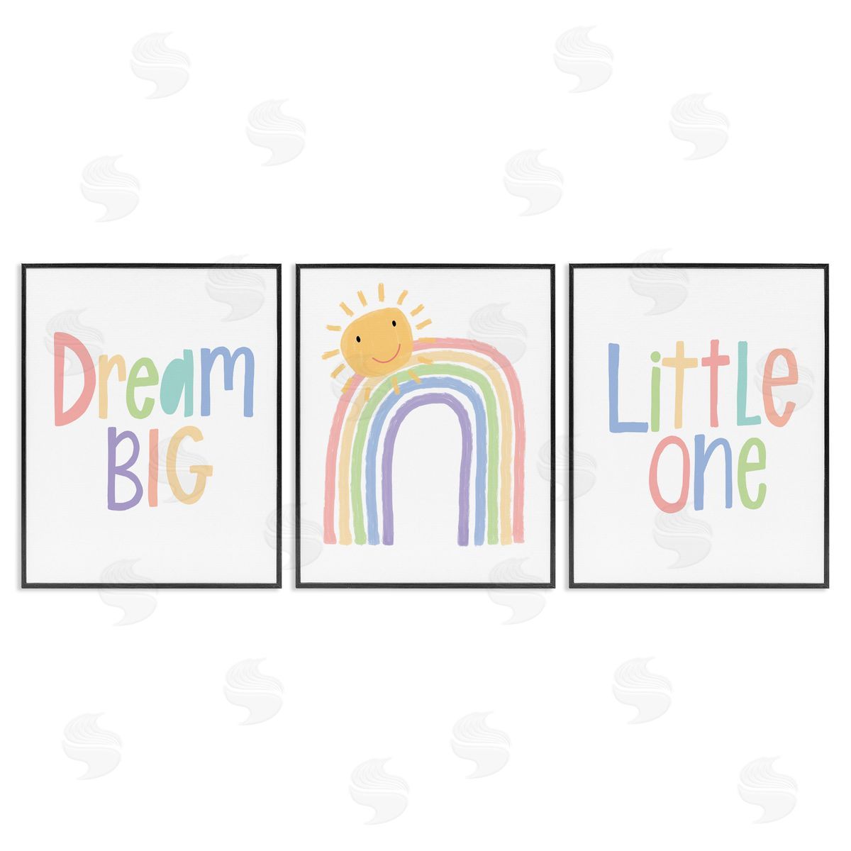 Dream Big Little Illustration Black Frame Print Wall Art, Home Decor by Lisa Larson