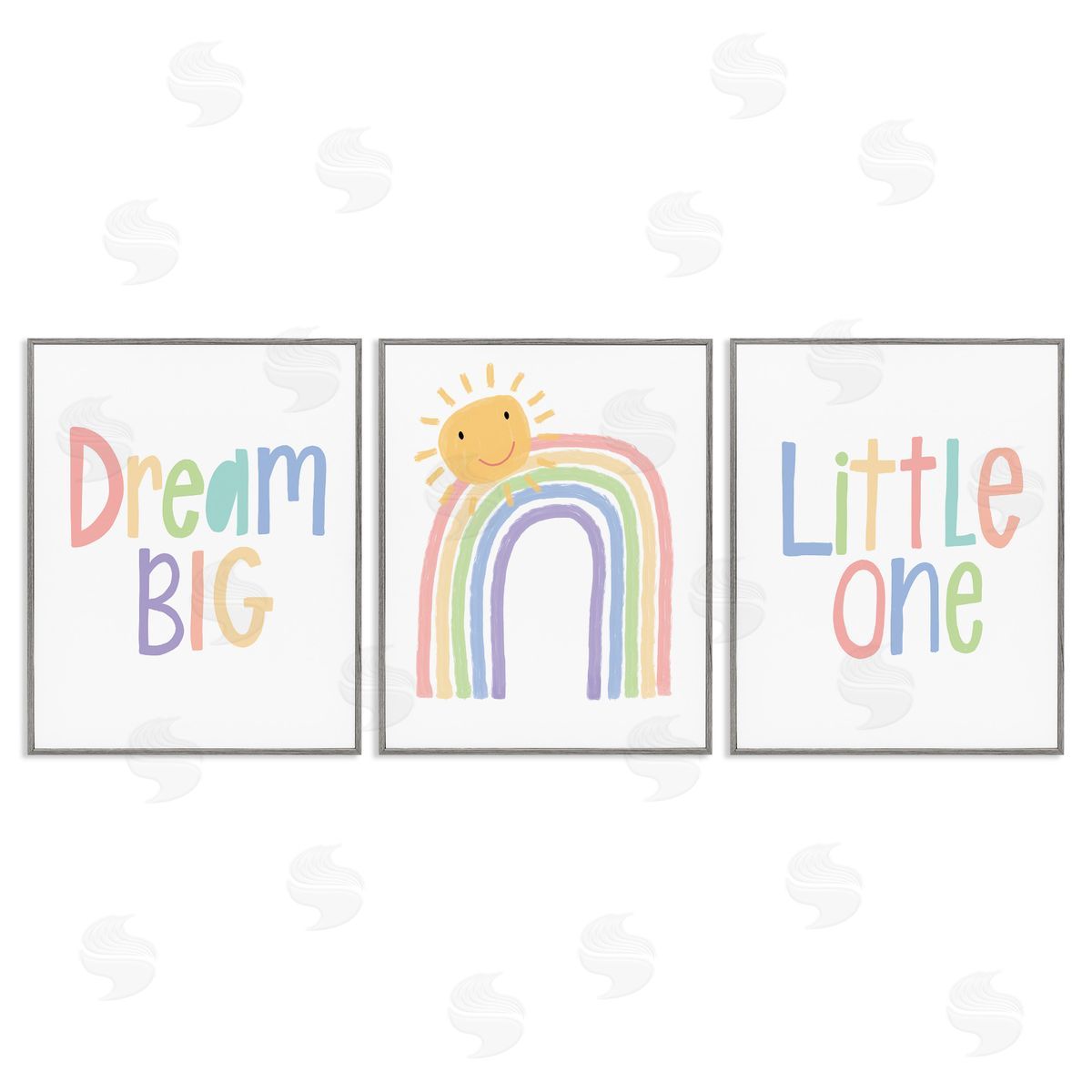 Dream Big Little Illustration Grey Frame Print Wall Art, Home Decor by Lisa Larson