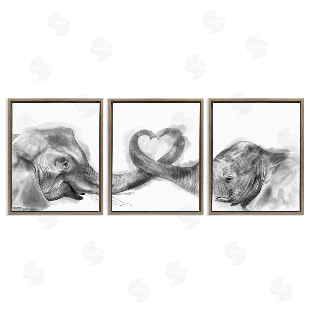 Elephant Trunk Heart Shape Brown Floating Frame Canvas Wall Art, Home Decor by Stupell Studio