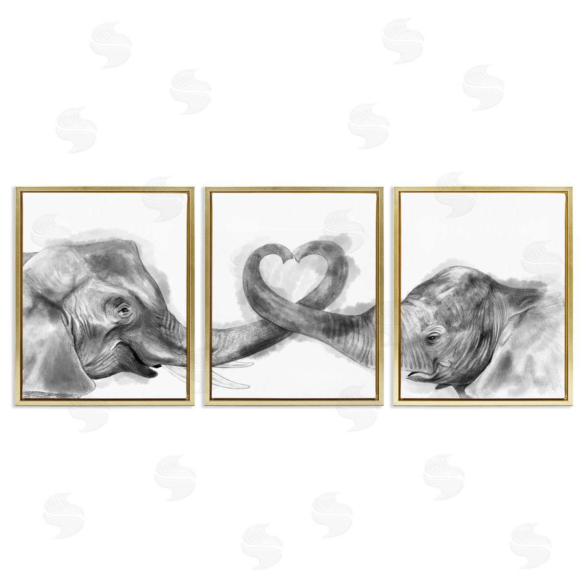 Elephant Trunk Heart Shape Gold Floating Frame Canvas Wall Art, Home Decor by Stupell Studio