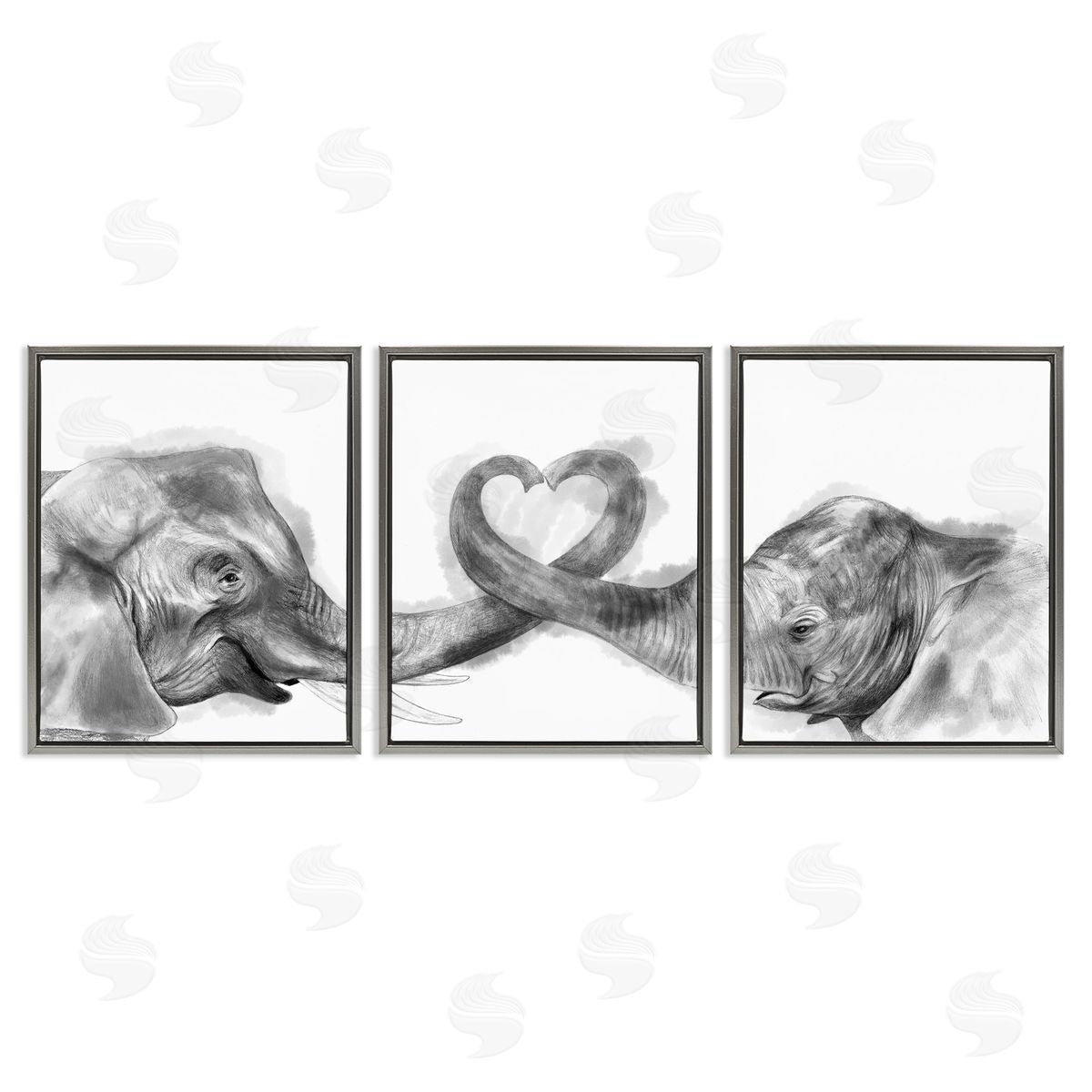 Elephant Trunk Heart Shape Grey Floating Frame Canvas Wall Art, Home Decor by Stupell Studio