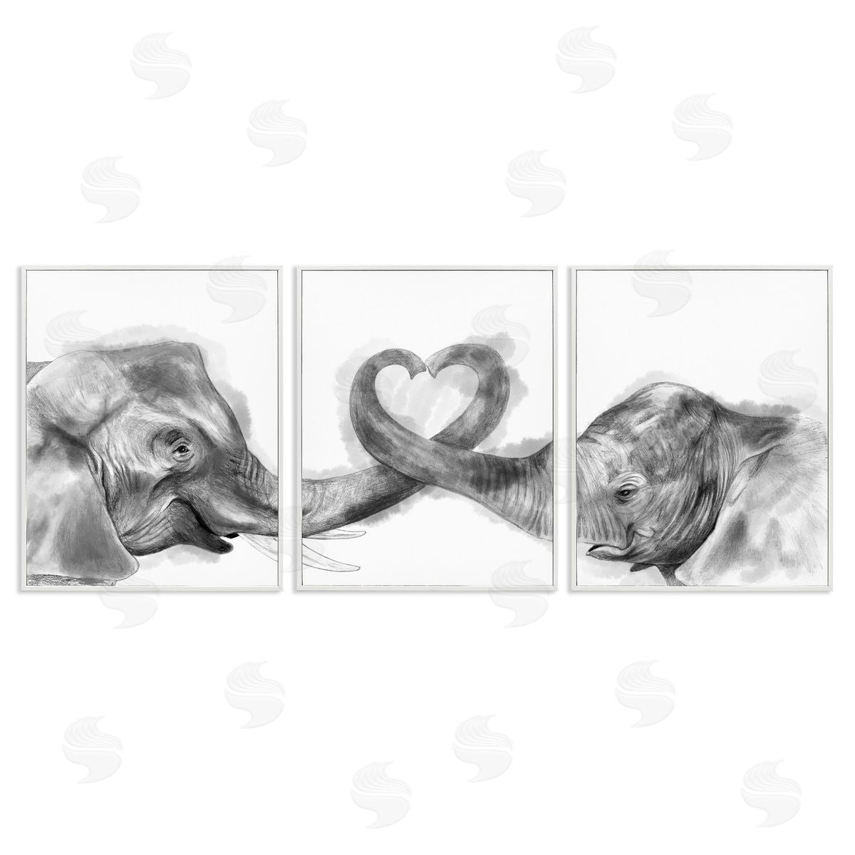 Elephant Trunk Heart Shape White Frame Print Wall Art, Home Decor by Stupell Studio