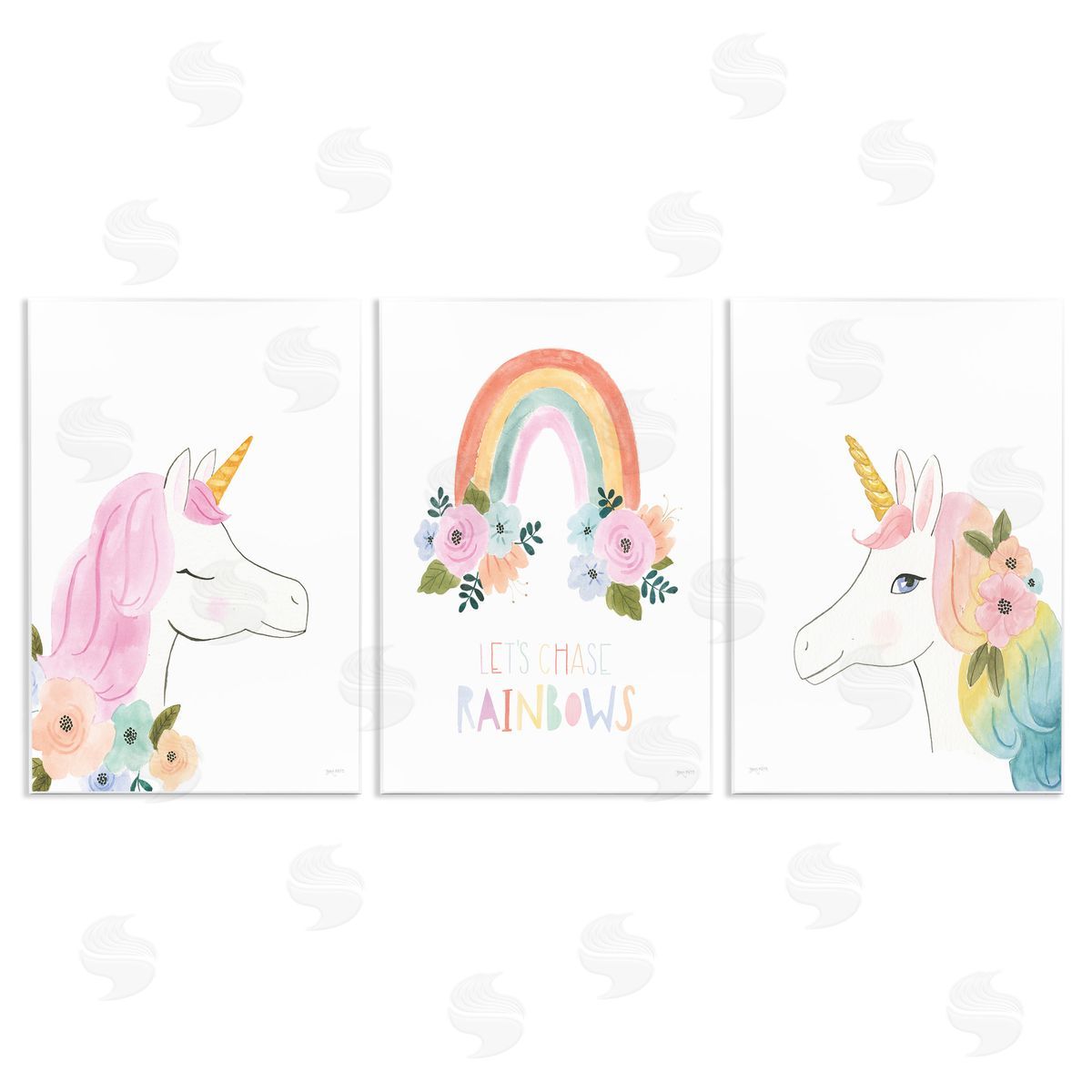 Let's Chase Rainbows Unicorns Wood Plaque Wall Art, Home Decor by Jenaya Jackson