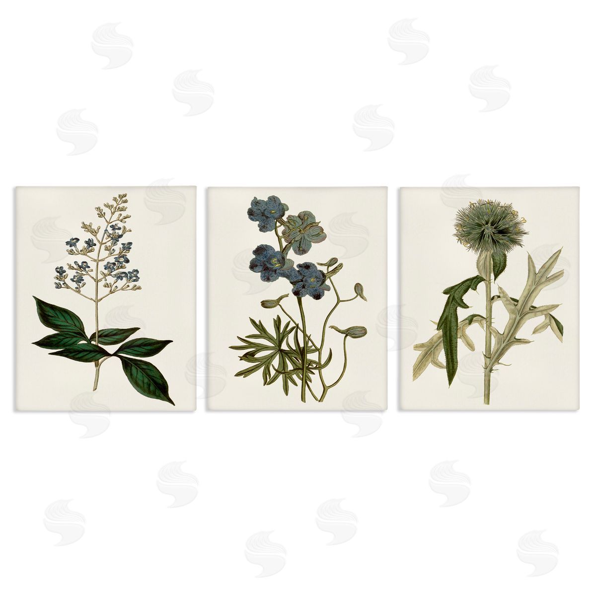 Vintage Botanical Flowers on Beige Canvas Wall Art, Home Decor by Curtis