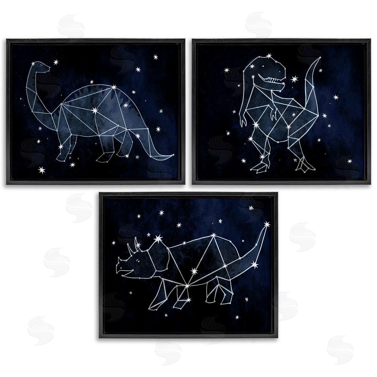 Night Sky Dinosaur Constellations Black Floating Frame Canvas Wall Art, Home Decor by Stupell Studio
