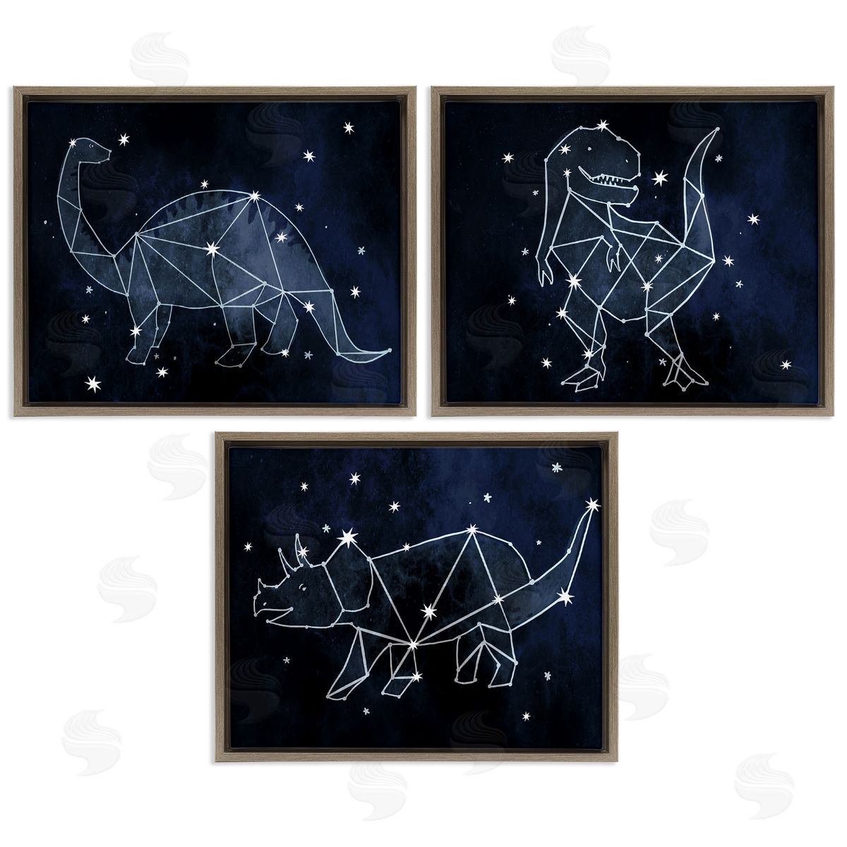 Night Sky Dinosaur Constellations Brown Floating Frame Canvas Wall Art, Home Decor by Stupell Studio
