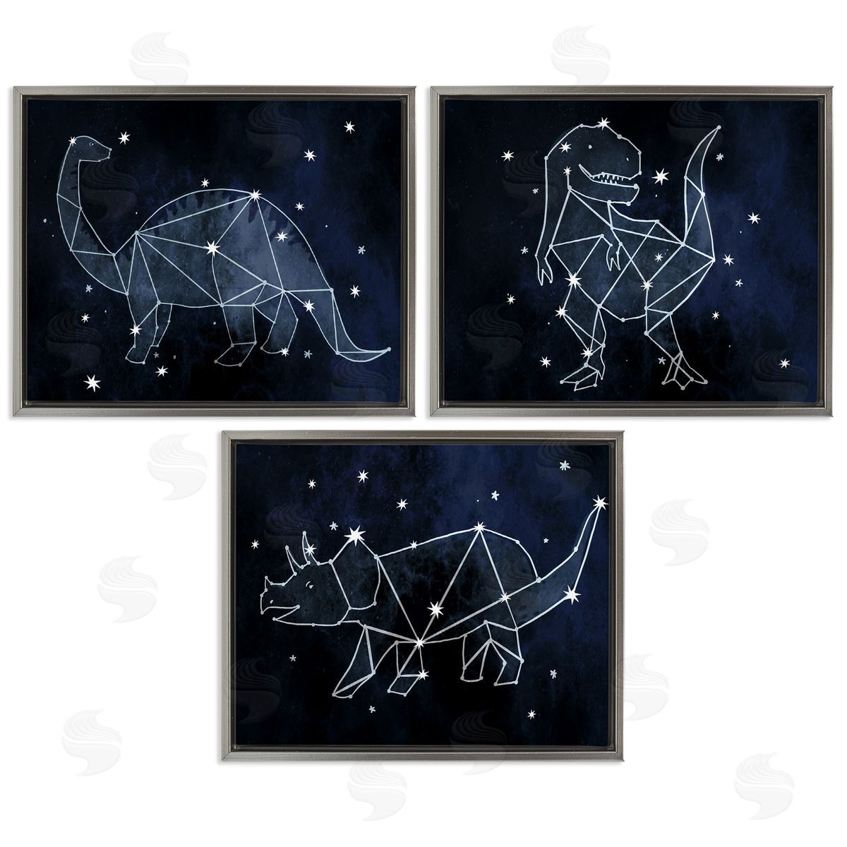 Night Sky Dinosaur Constellations Grey Floating Frame Canvas Wall Art, Home Decor by Stupell Studio