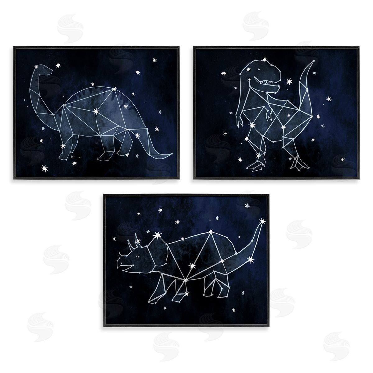 Night Sky Dinosaur Constellations Black Frame Print Wall Art, Home Decor by Stupell Studio