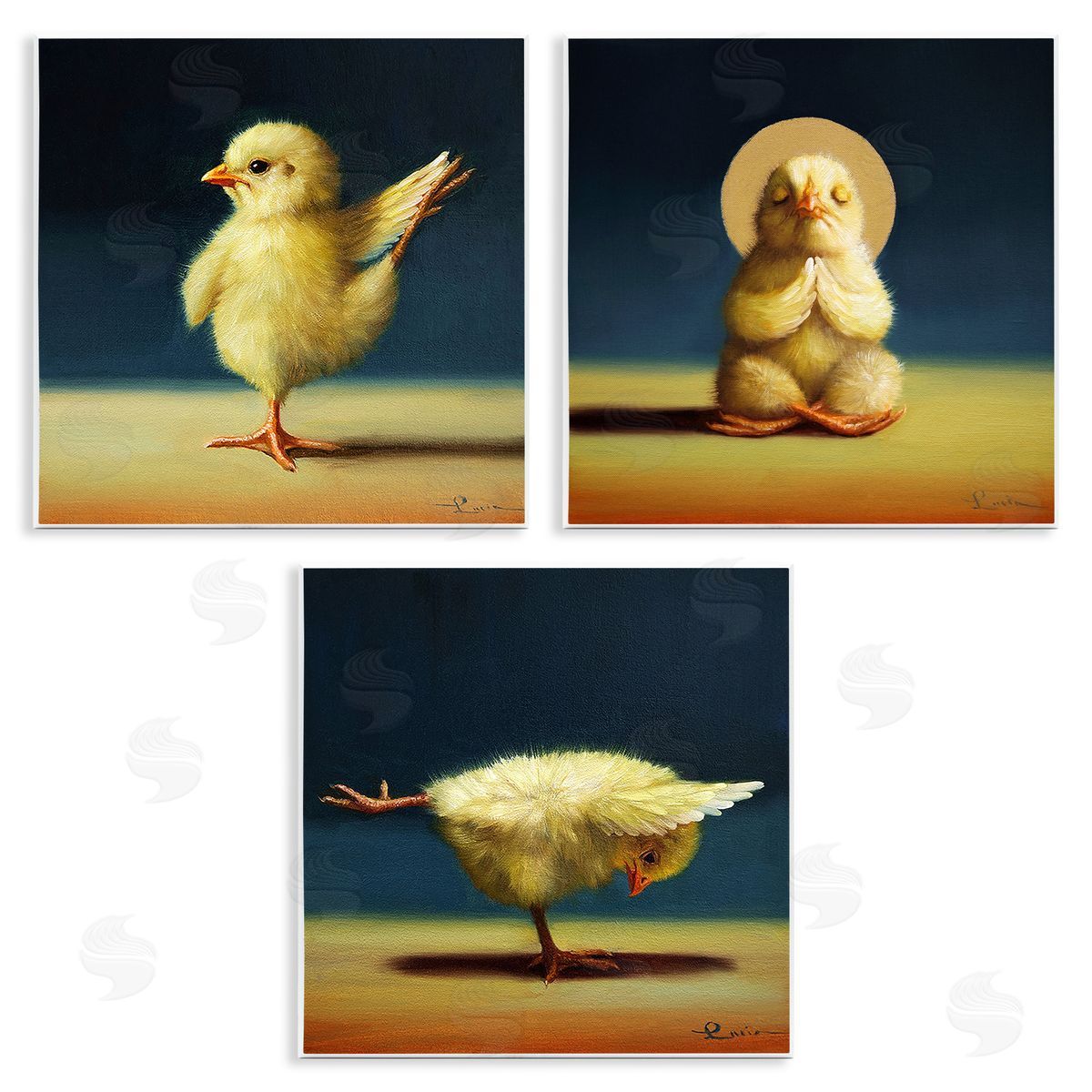 Yoga Chick Trio Stretching Poses Wood Plaque Wall Art, Home Decor by Lucia Heffernan