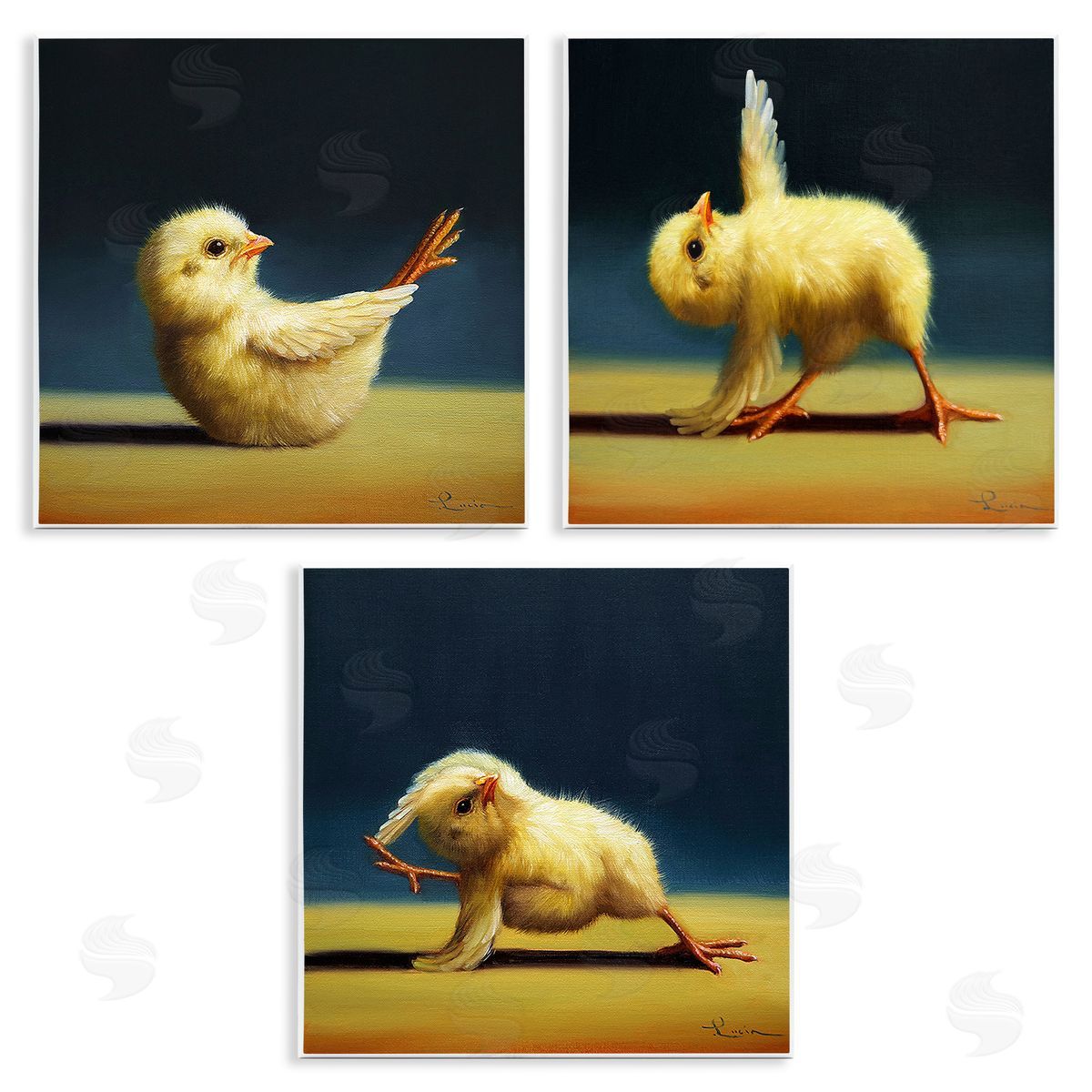 Yoga Chick Trio Funny Farm Animals Wood Plaque Wall Art, Home Decor by Lucia Heffernan