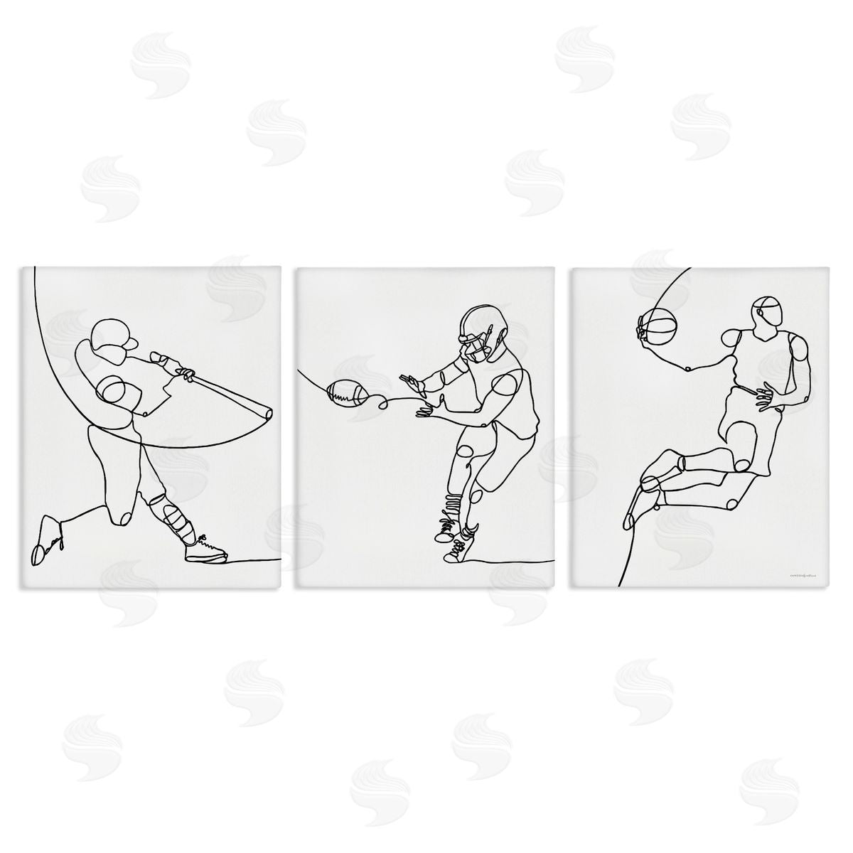 Simple Line Doodle Playing Sports Canvas Wall Art, Home Decor by Kamdon Kreations
