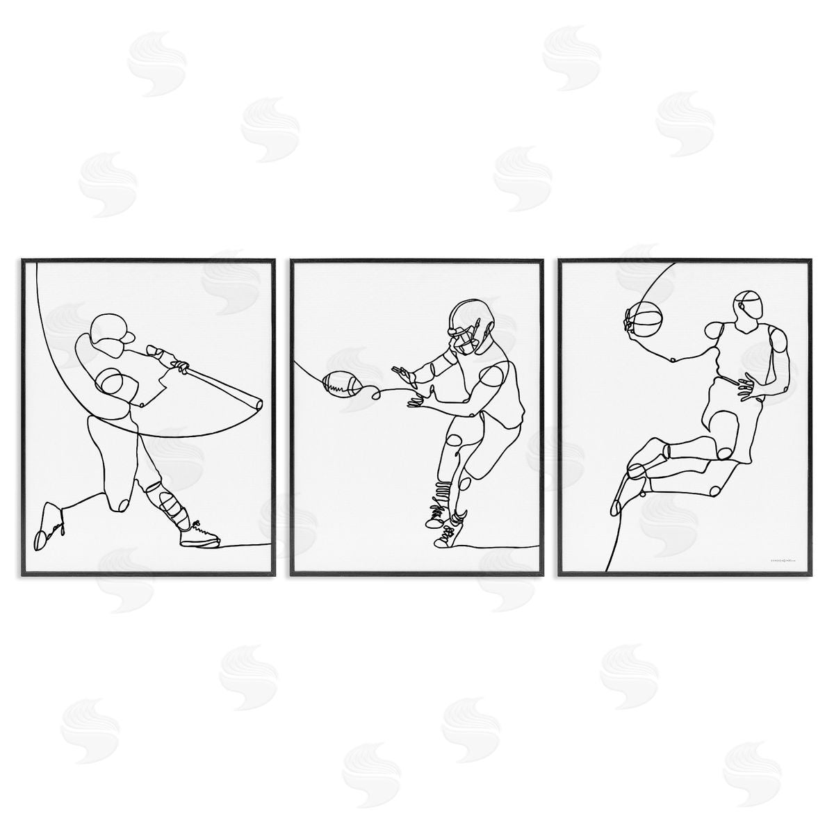 Simple Line Doodle Playing Sports Black Frame Print Wall Art, Home Decor by Kamdon Kreations