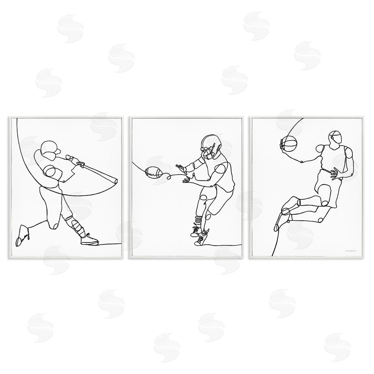 Simple Line Doodle Playing Sports White Frame Print Wall Art, Home Decor by Kamdon Kreations