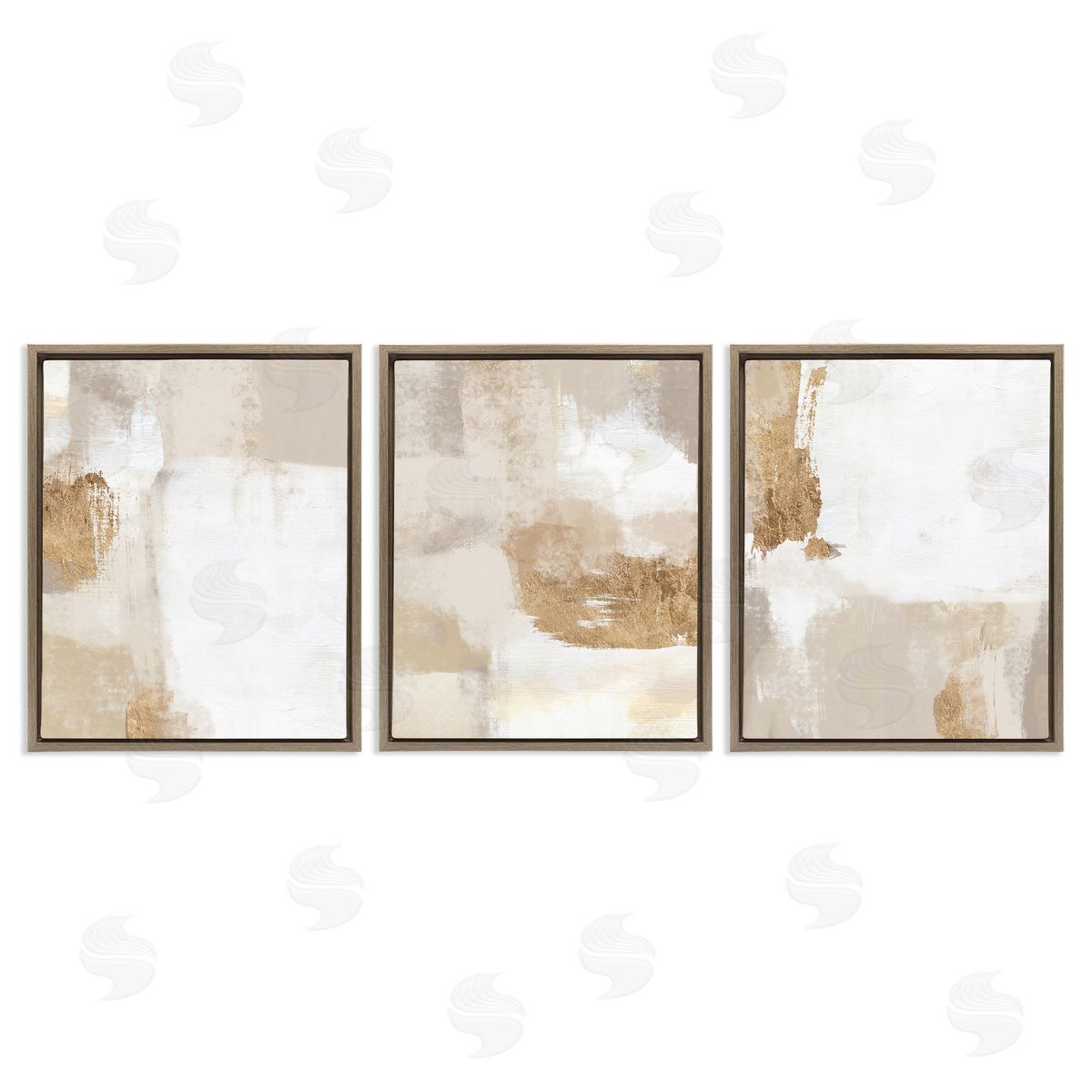 Beige Modern Abstraction Brown Floating Frame Canvas Wall Art, Home Decor by Ros Ruseva