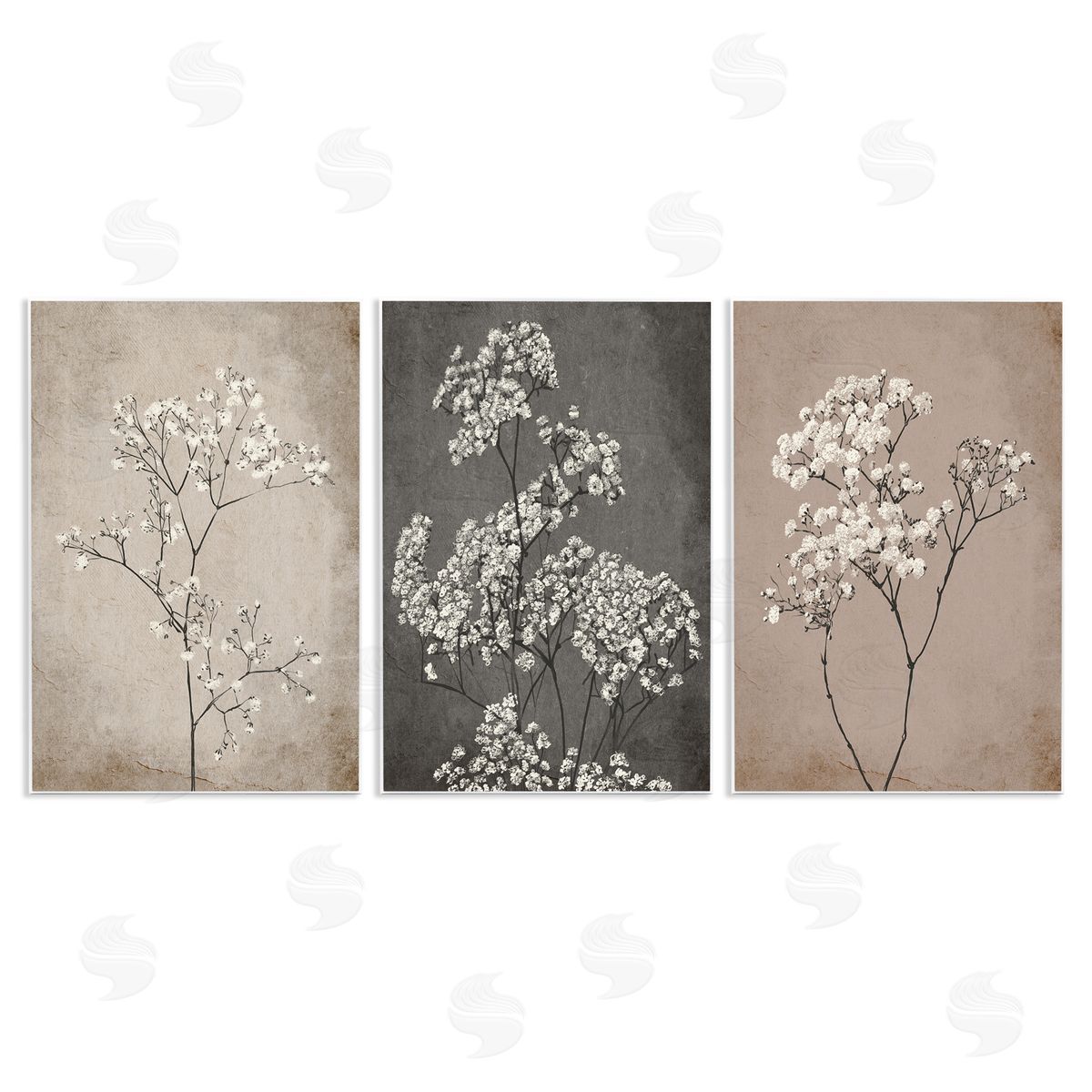Botanical Baby's Breath Herbs Wood Plaque Wall Art, Home Decor by Ros Ruseva