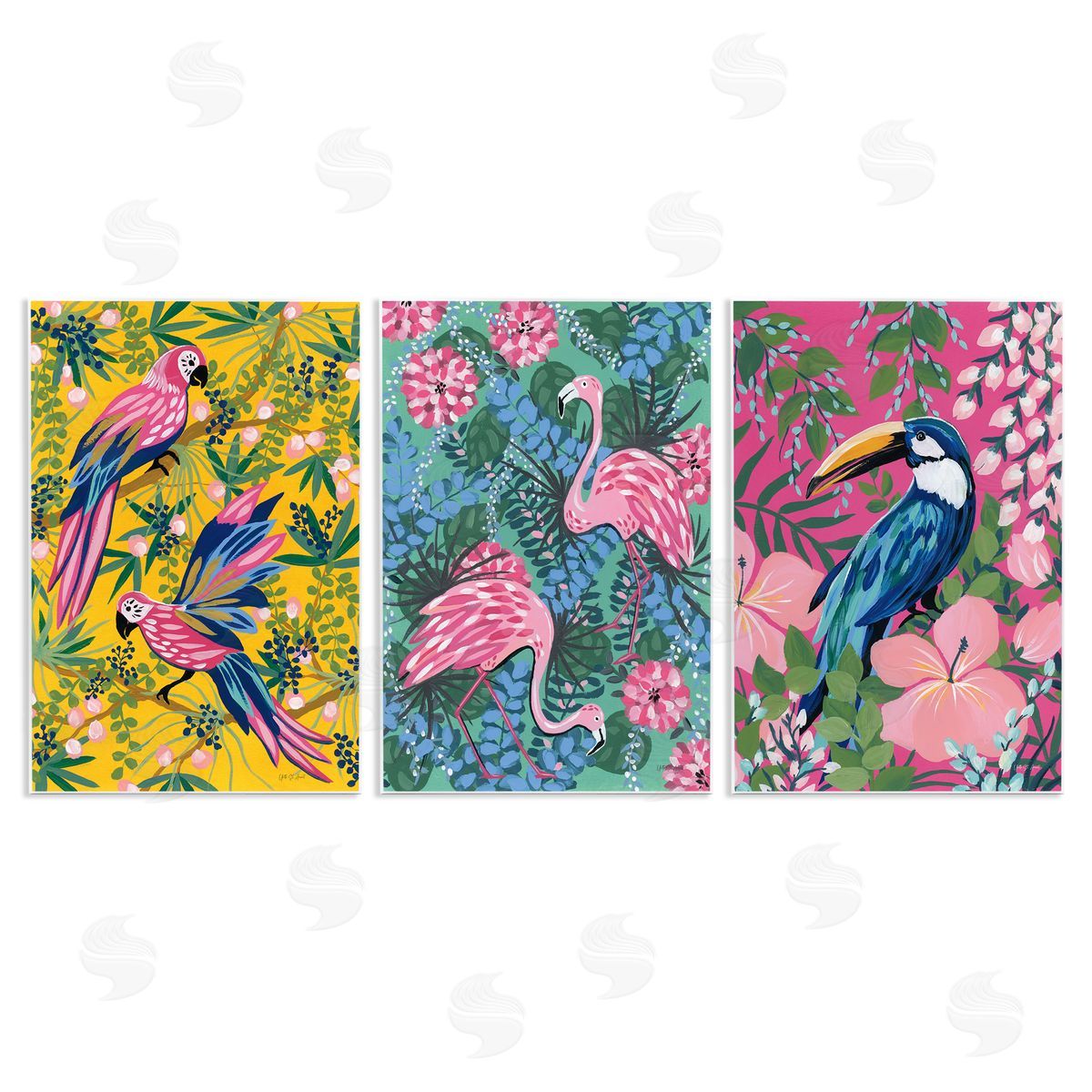 Tropical Birds & Botanicals Wood Plaque Wall Art, Home Decor by Yvette St. Amant