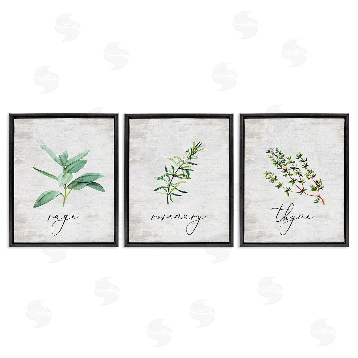 Charming Summer Kitchen Herbs Black Floating Frame Canvas Wall Art, Home Decor by Lettered and Lined