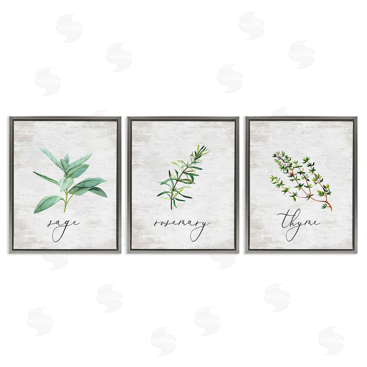 Charming Summer Kitchen Herbs Grey Floating Frame Canvas Wall Art, Home Decor by Lettered and Lined