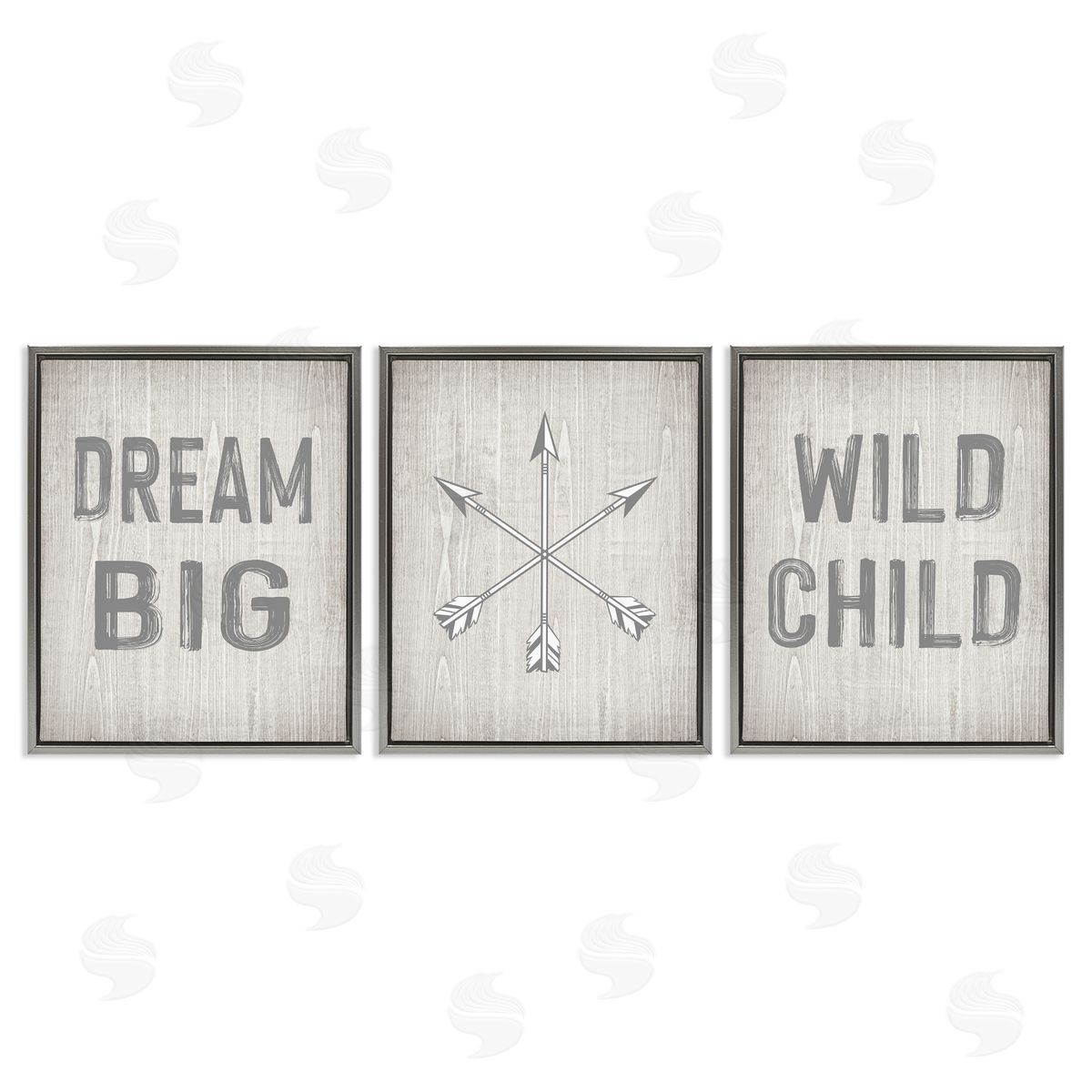 Dream Big Boho Arrows Grey Floating Frame Canvas Wall Art, Home Decor by Ashley Calhoun