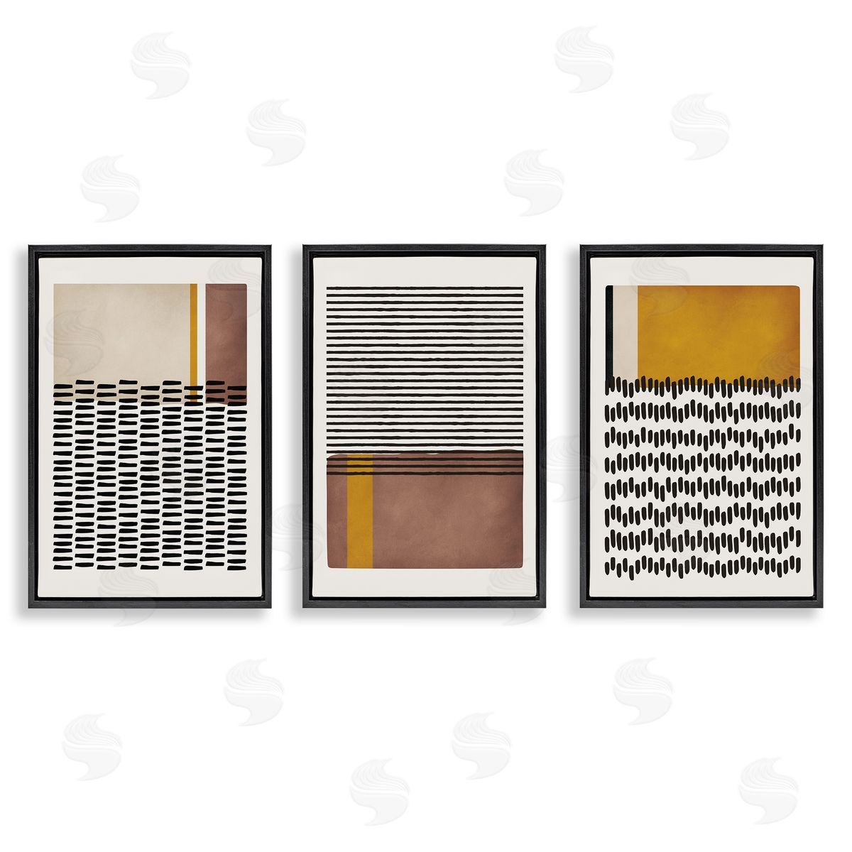 Natural Lines Pattern Abstract Black Floating Frame Canvas Wall Art, Home Decor by JJ Design House, LLC