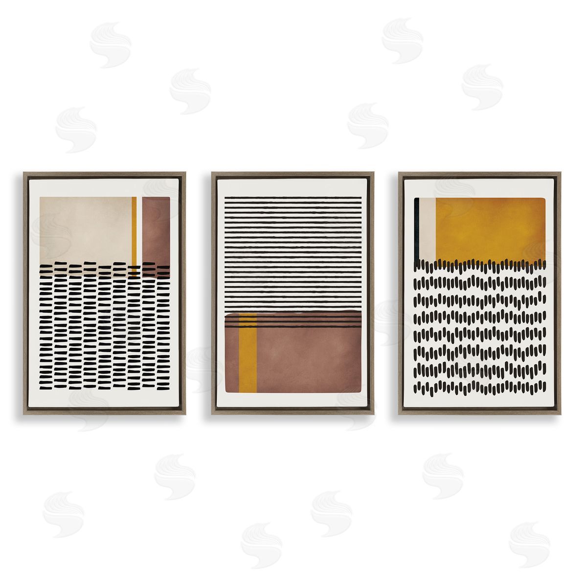Natural Lines Pattern Abstract Brown Floating Frame Canvas Wall Art, Home Decor by JJ Design House, LLC