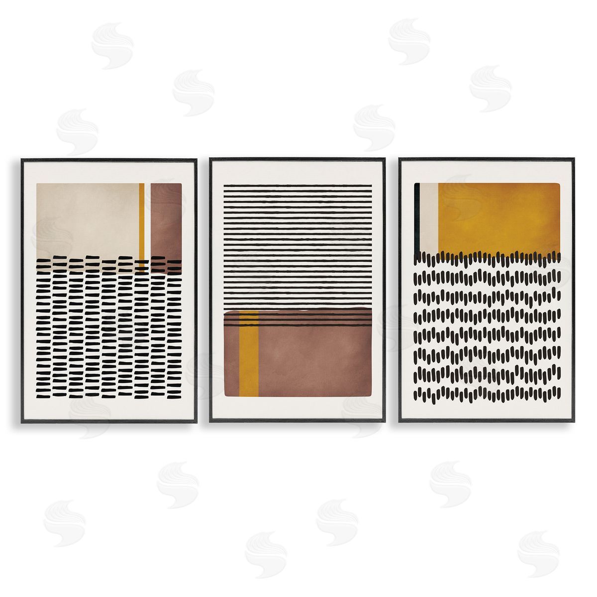 Natural Lines Pattern Abstract Black Frame Print Wall Art, Home Decor by JJ Design House, LLC