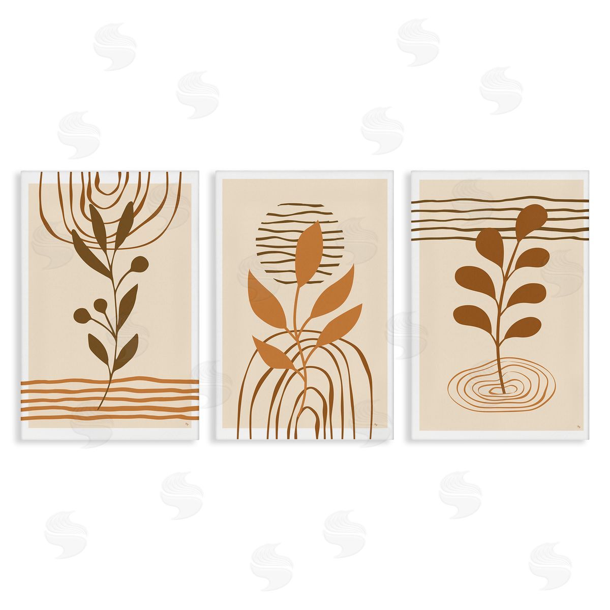 Boho Sprigs & Line Patterns Canvas Wall Art, Home Decor by Martina Pavlova