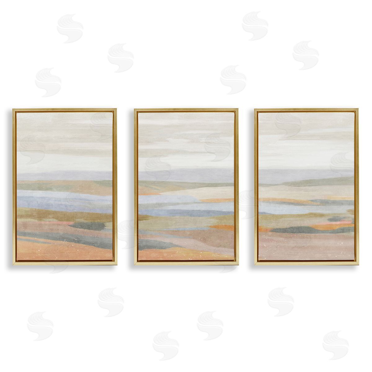 Beachy Mellow Landscapes Gold Floating Frame Canvas Wall Art, Home Decor by Suzanne Nicoll