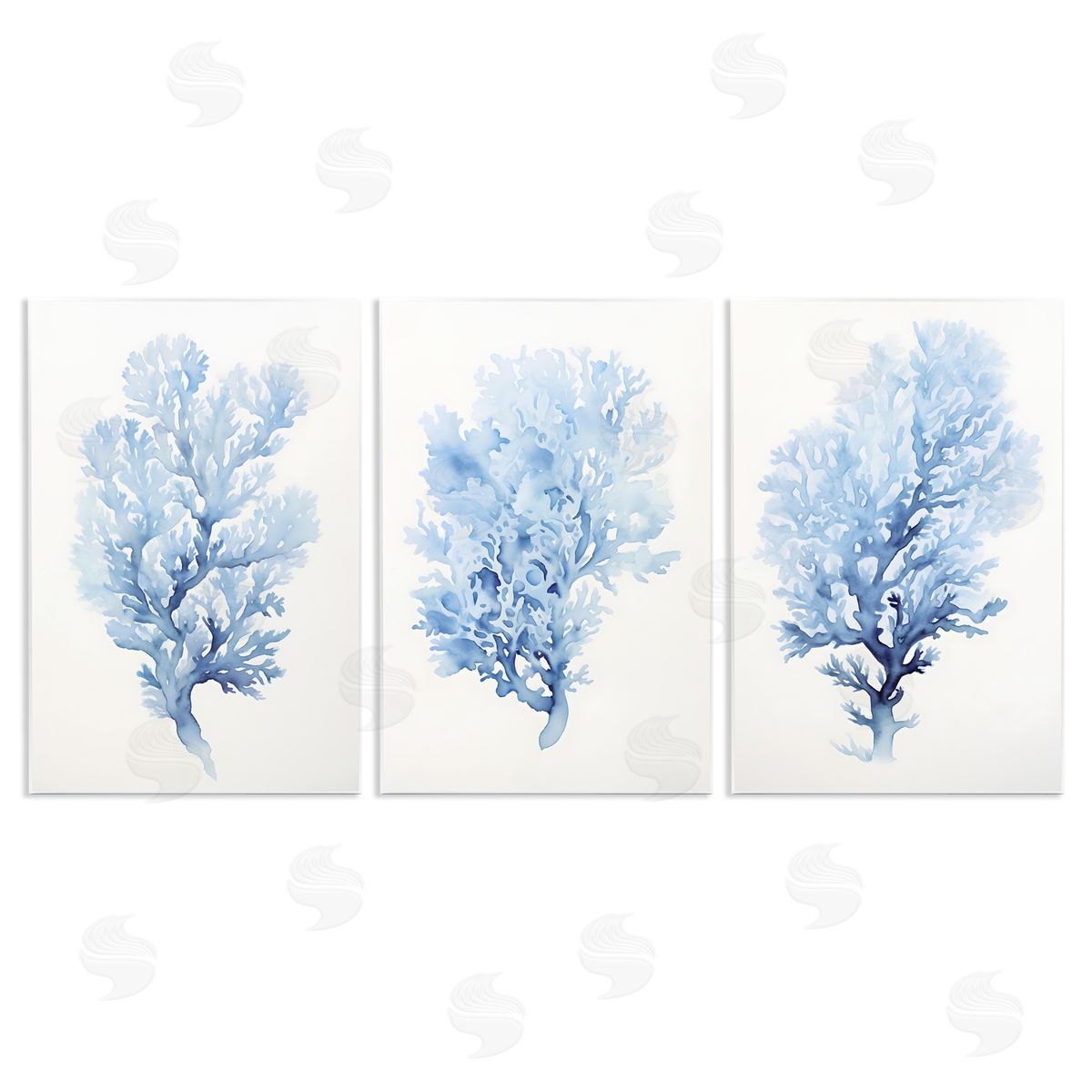 Indigo Coral Watercolors Wood Plaque Wall Art, Home Decor by Petal Prints Design