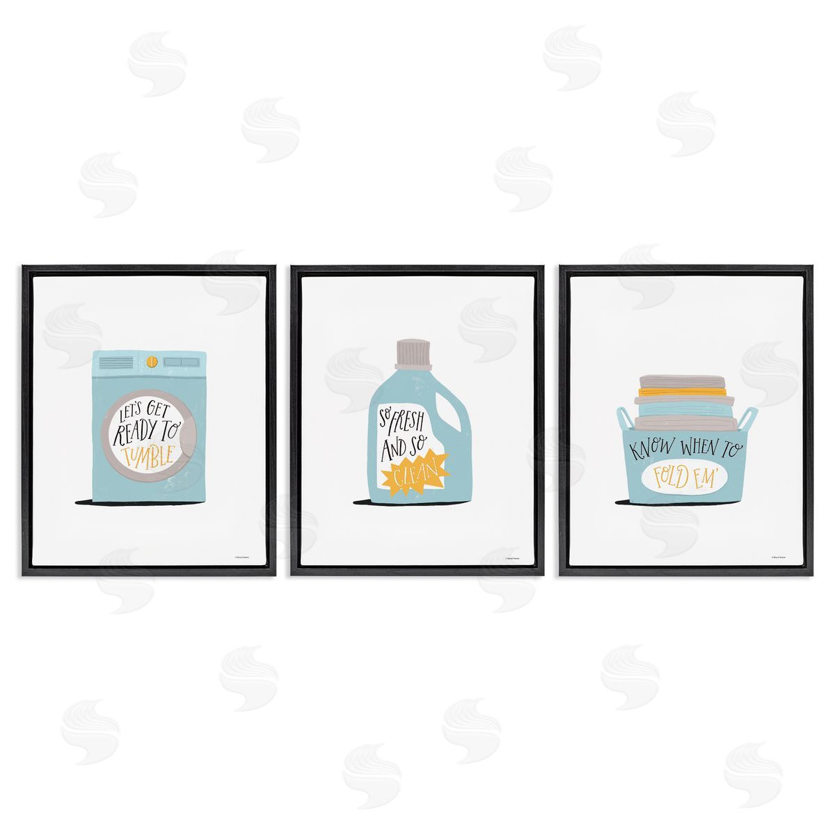 Minimal Laundry Phrases Black Floating Frame Canvas Wall Art, Home Decor by Rachel Nieman