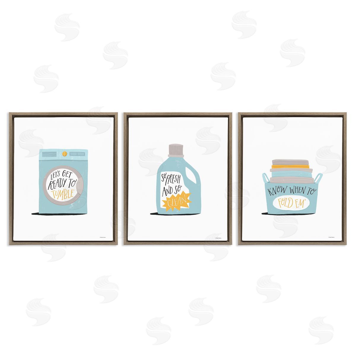 Minimal Laundry Phrases Brown Floating Frame Canvas Wall Art, Home Decor by Rachel Nieman