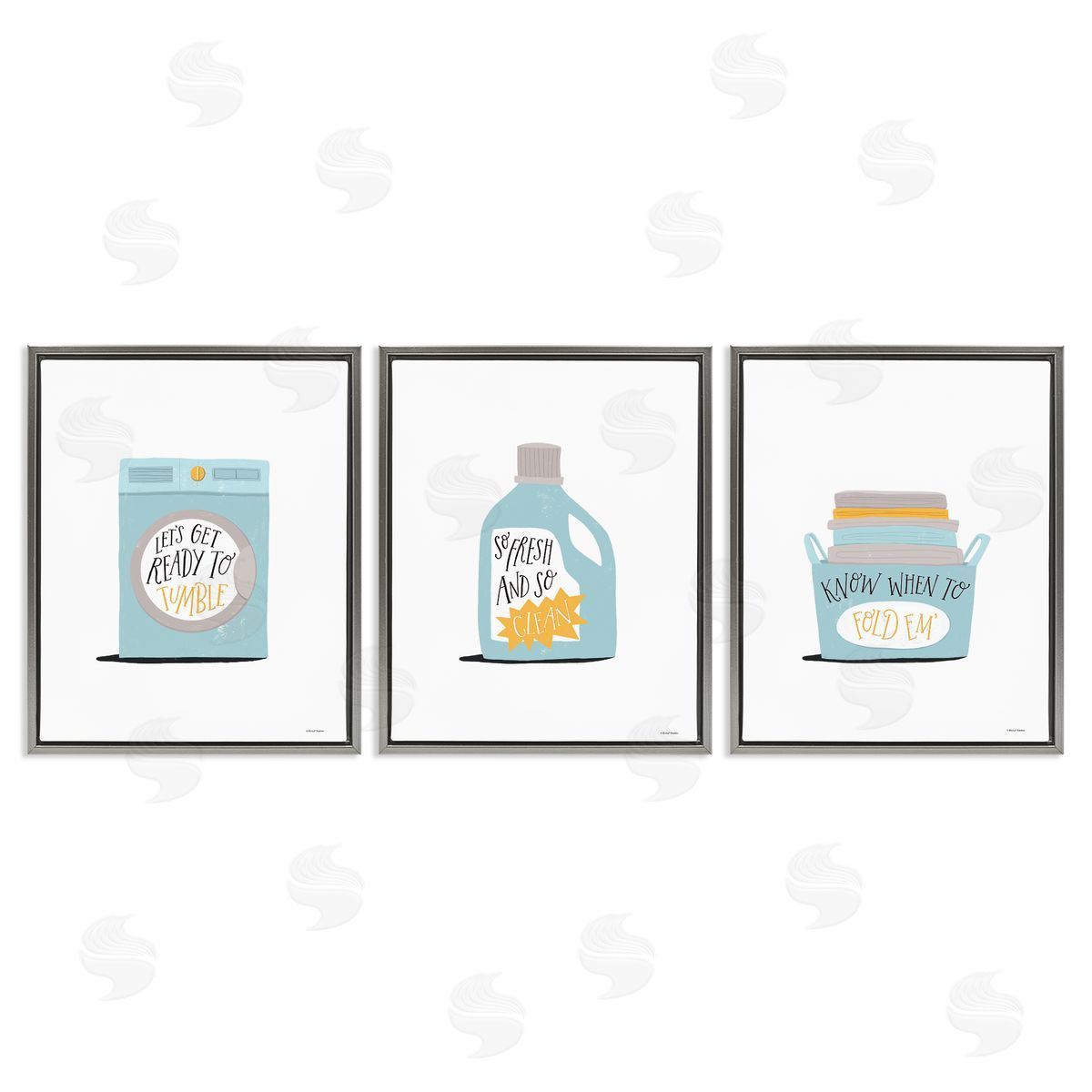 Minimal Laundry Phrases Grey Floating Frame Canvas Wall Art, Home Decor by Rachel Nieman