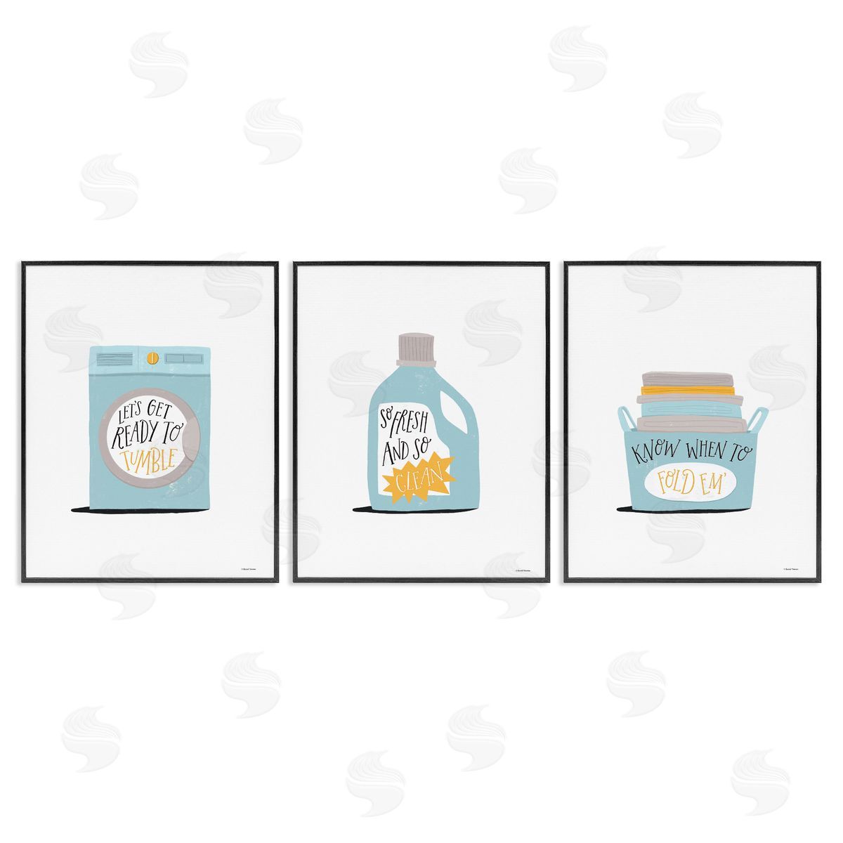 Minimal Laundry Phrases Black Frame Print Wall Art, Home Decor by Rachel Nieman