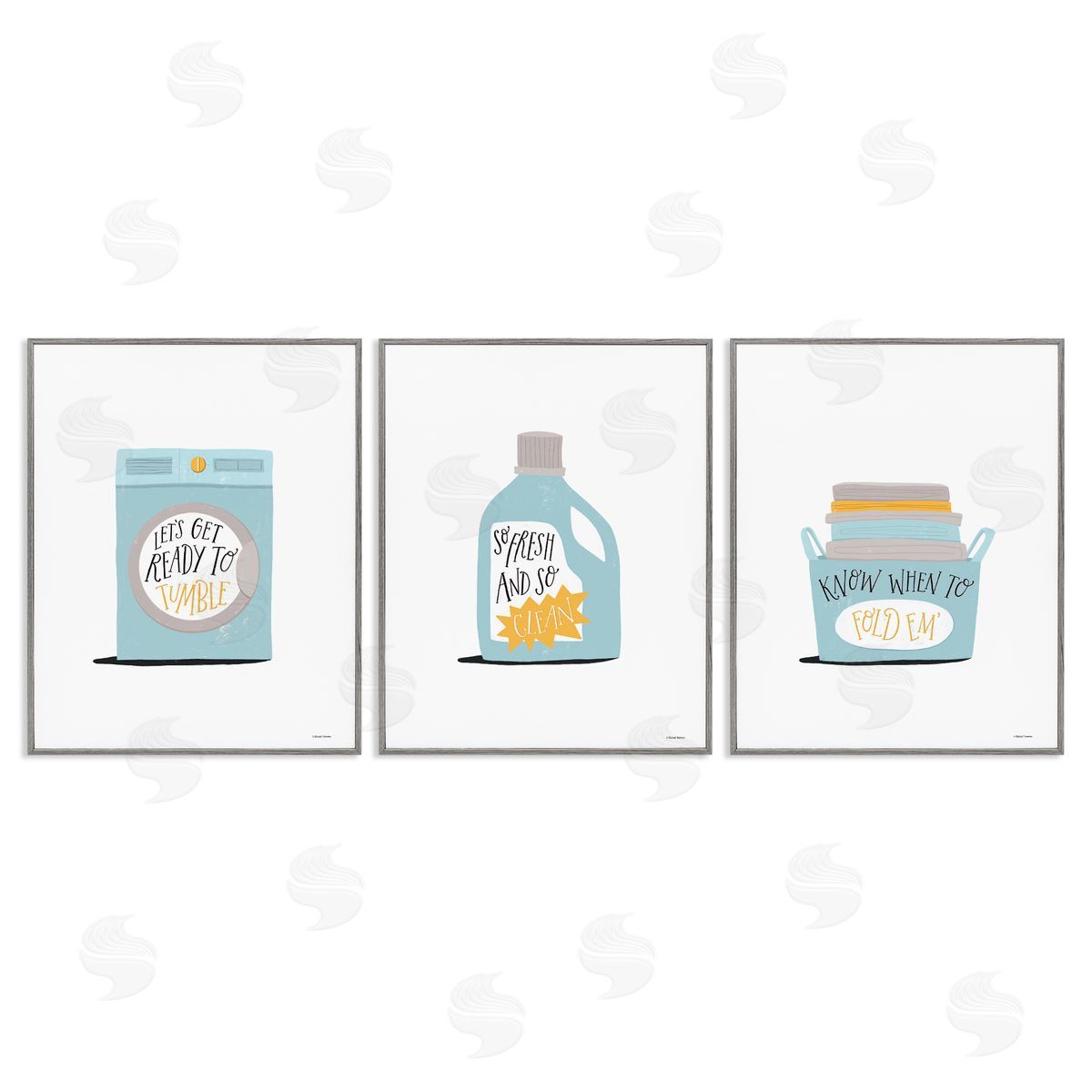 Minimal Laundry Phrases Grey Frame Print Wall Art, Home Decor by Rachel Nieman