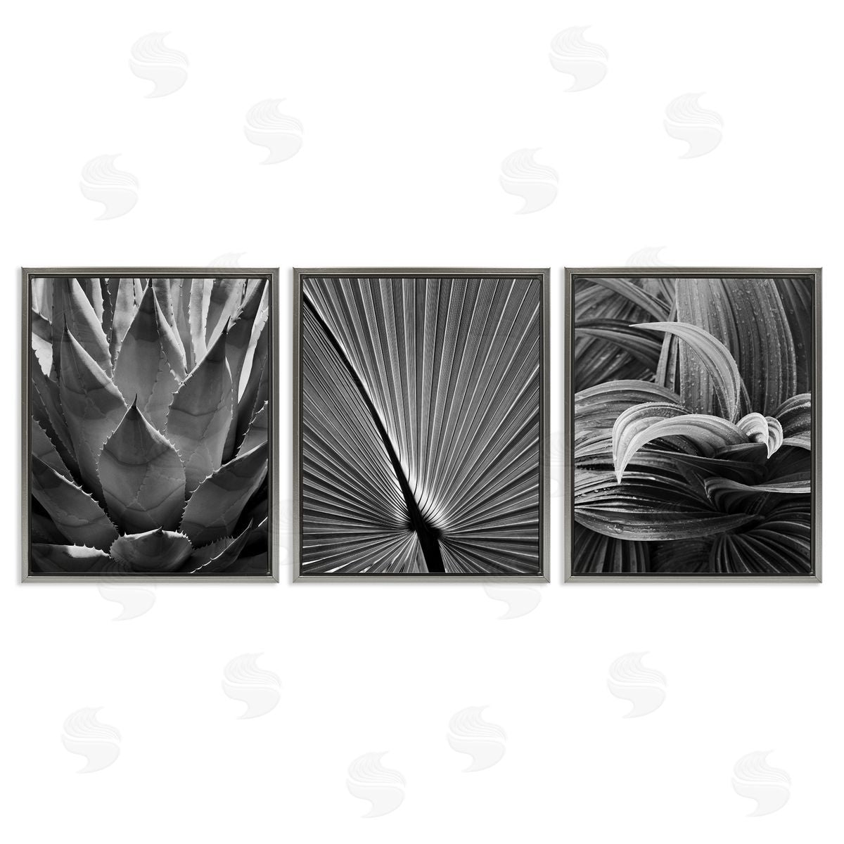 Palm Frond Details Grey Floating Frame Canvas Wall Art, Home Decor by Chip Forelli