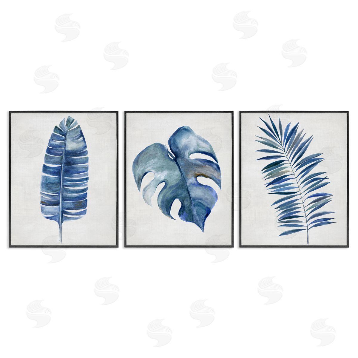 Vintage Tropical Leaves Black Frame Print Wall Art, Home Decor by Hannah Dawson