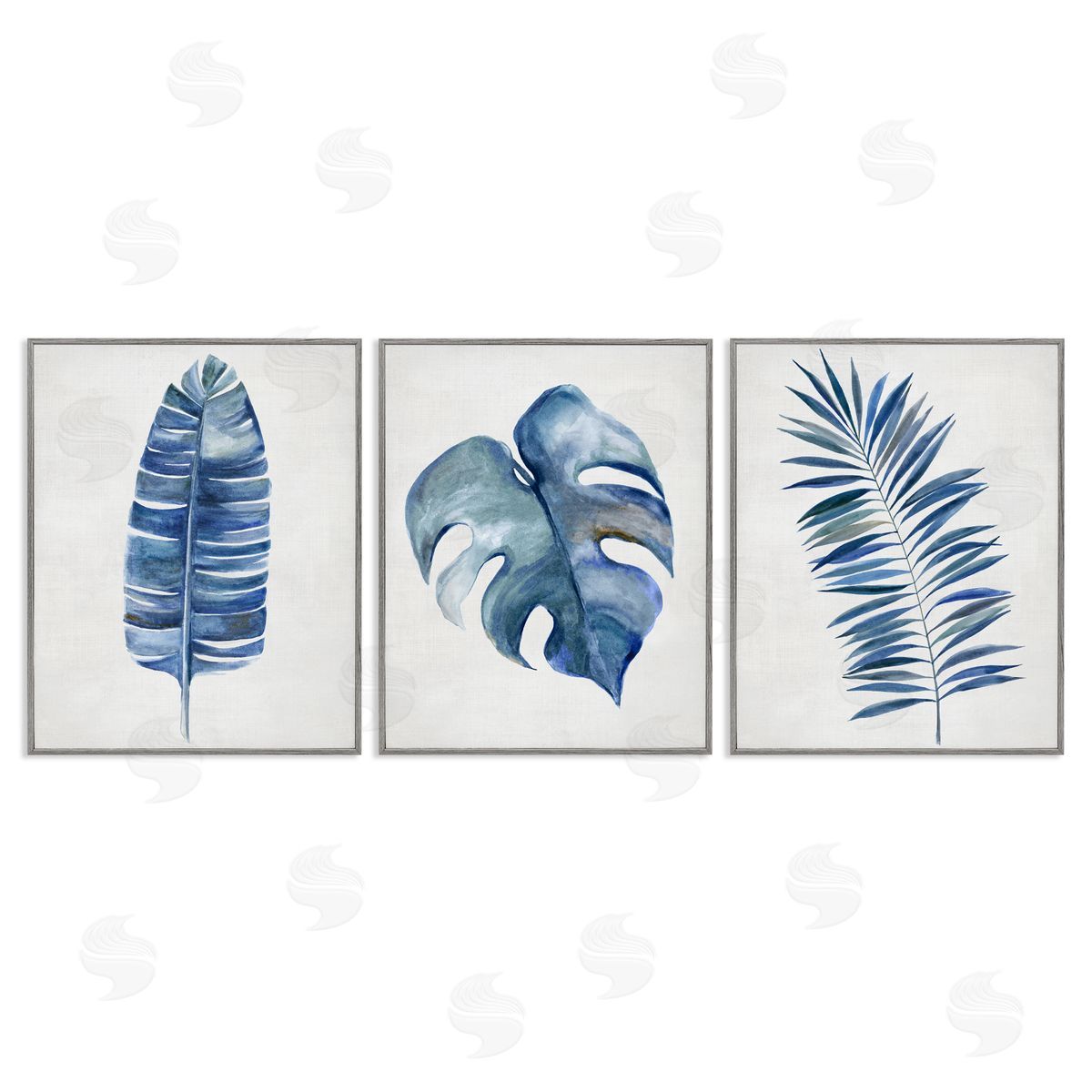 Vintage Tropical Leaves Grey Frame Print Wall Art, Home Decor by Hannah Dawson